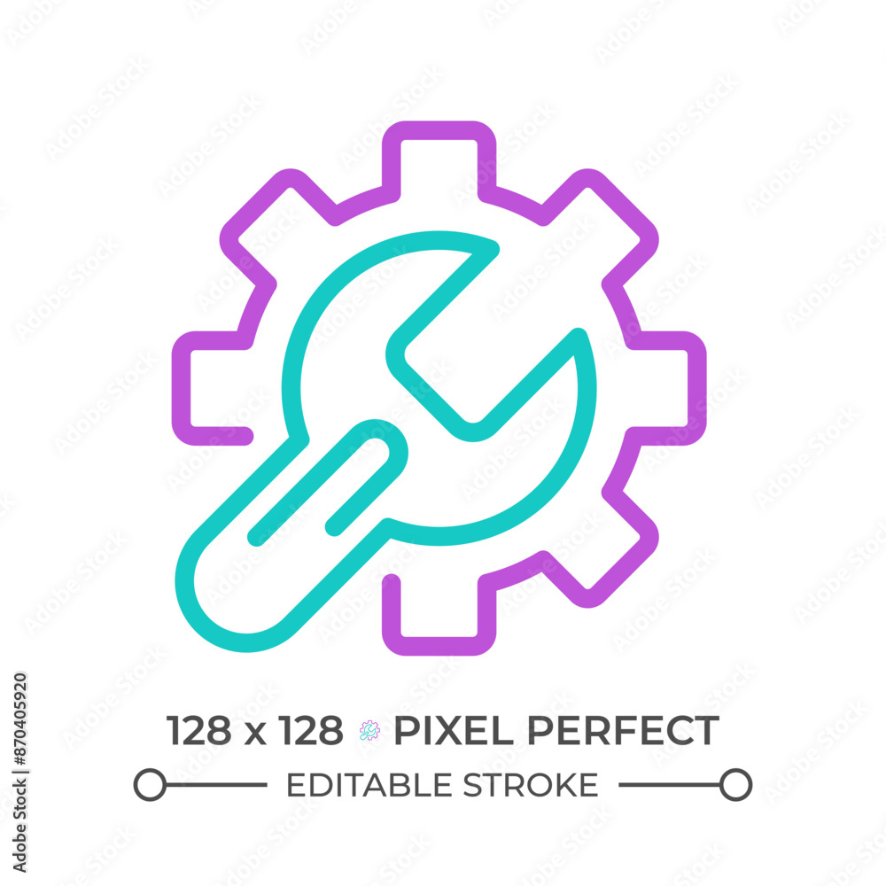 Setup two color line icon. System settings. Troubleshooting service. Technical repair. Automated process bicolor outline symbol. Duotone linear pictogram. Isolated illustration. Editable stroke Setup two color line icon. System settings. Troubleshooting service. Technical repair. Automated process bicolor outline symbol. Duotone linear pictogram. Isolated illustration. Editable stroke
