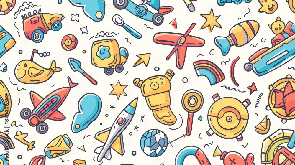 Whimsical Children Activities in Colorful Illustration Whimsical Children Activities in Colorful Illustration