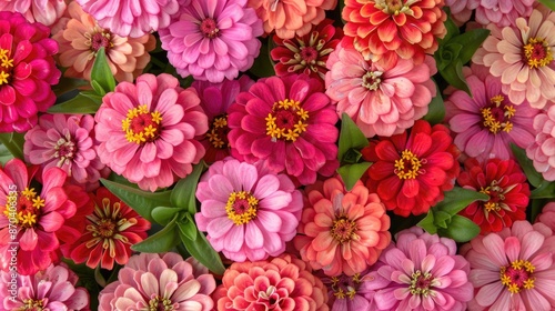 Wallpaper Mural Floral Delight: Pink and Red Zinnias Blooming in a Botanical Garden Torontodigital.ca