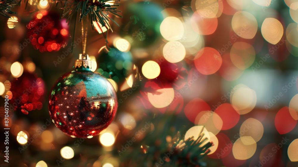 Christmas Tree Decoration Close-up in Evening Light Christmas Tree Decoration Close-up in Evening Light