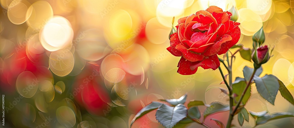 Gorgeous red rose in the garden with copy space image. Gorgeous red rose in the garden with copy space image.