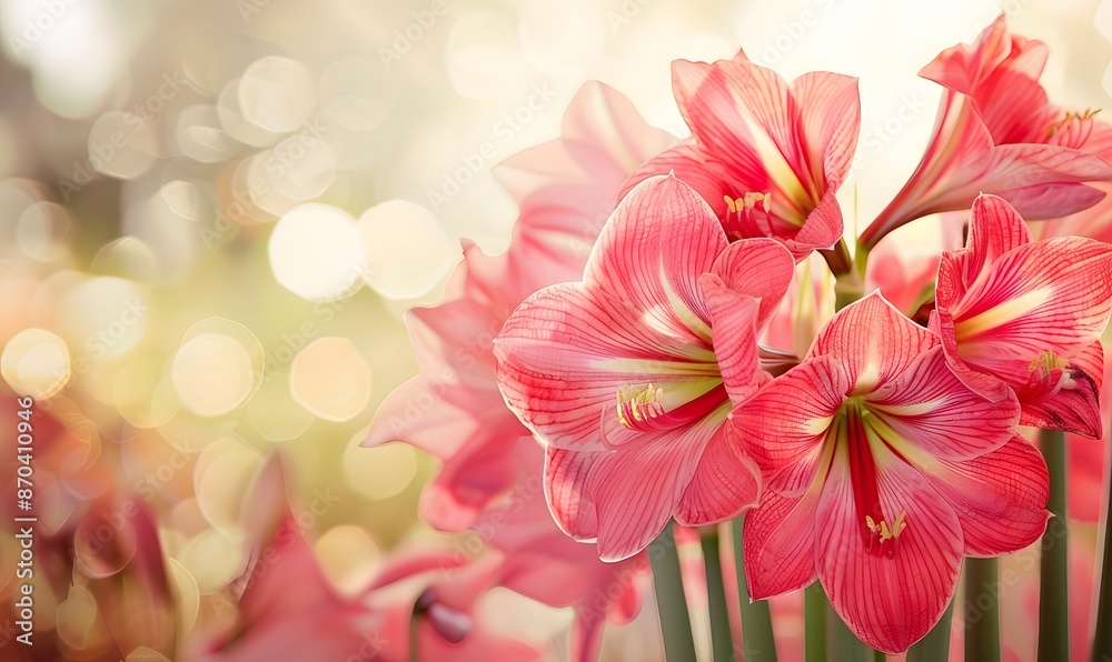 Garden with beautiful Amaryllis flowers, Generative AI Garden with beautiful Amaryllis flowers, Generative AI