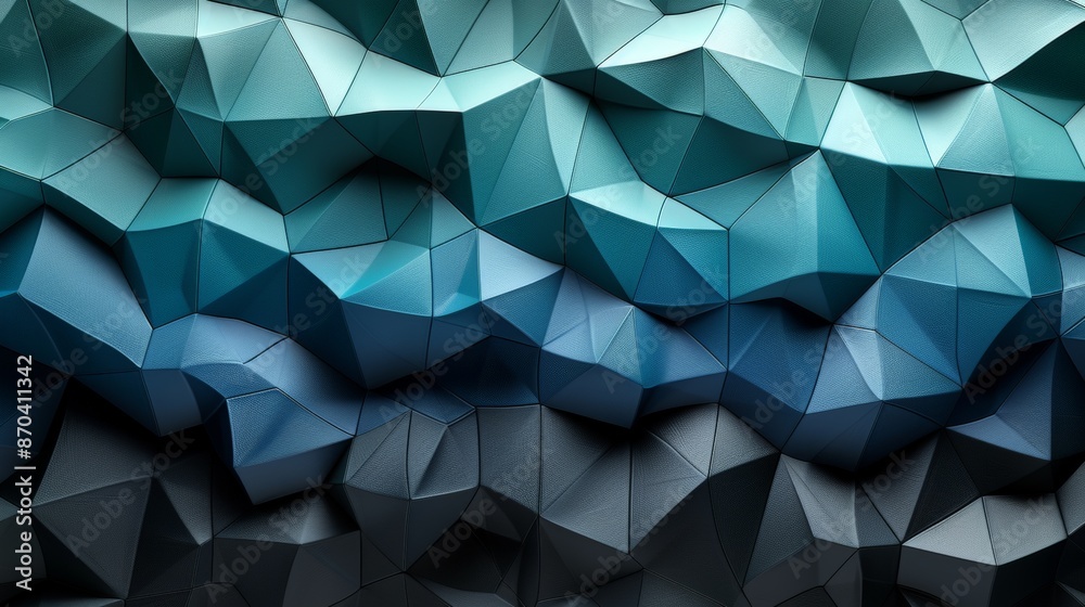 Fototapeta premium Low poly green triangle gradient wallpaper background.