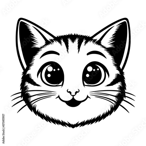 Smiling Cat Face Vector