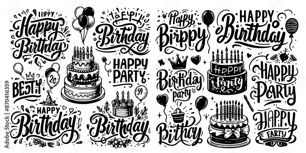 Charming Birthday Calligraphy: Hand-Drawn Cakes and Balloons. Elegant Birthday Lettering: Calligraphy Quotes and Party Illustrations. Stylish Birthday Wishes: Calligraphy and Hand-Drawn Party Art. Charming Birthday Calligraphy: Hand-Drawn Cakes and Balloons. Elegant Birthday Lettering: Calligraphy Quotes and Party Illustrations. Stylish Birthday Wishes: Calligraphy and Hand-Drawn Party Art.