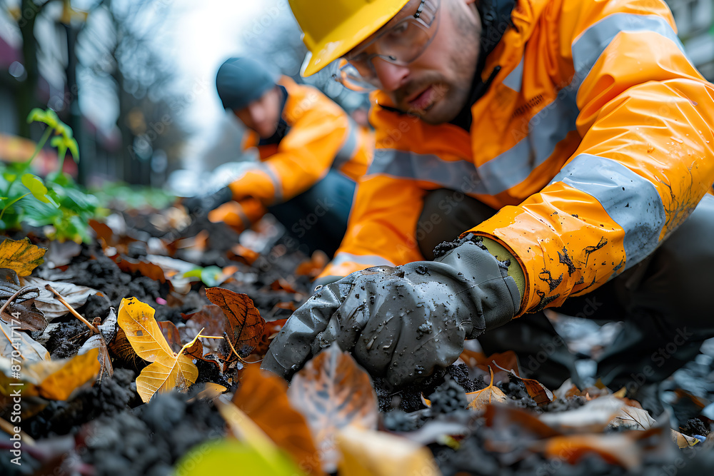 Volunteer teams and businesses engaged in charity and environmental initiatives, working together for a positive impact Volunteer teams and businesses engaged in charity and environmental initiatives, working together for a positive impact