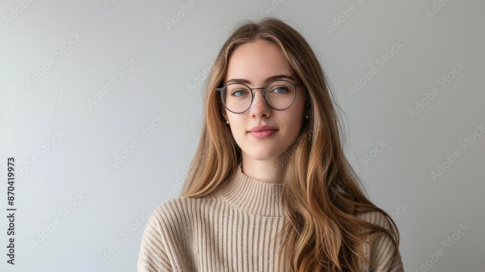 Obraz premium The young woman with glasses