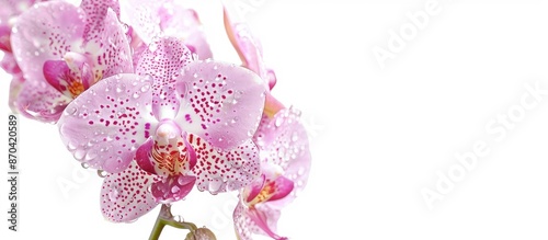 Wallpaper Mural Pink spotted orchids set against a white backdrop in a tropical garden on a spring day. The image has selective focus, making it suitable for design concepts with copy space to add text. Torontodigital.ca