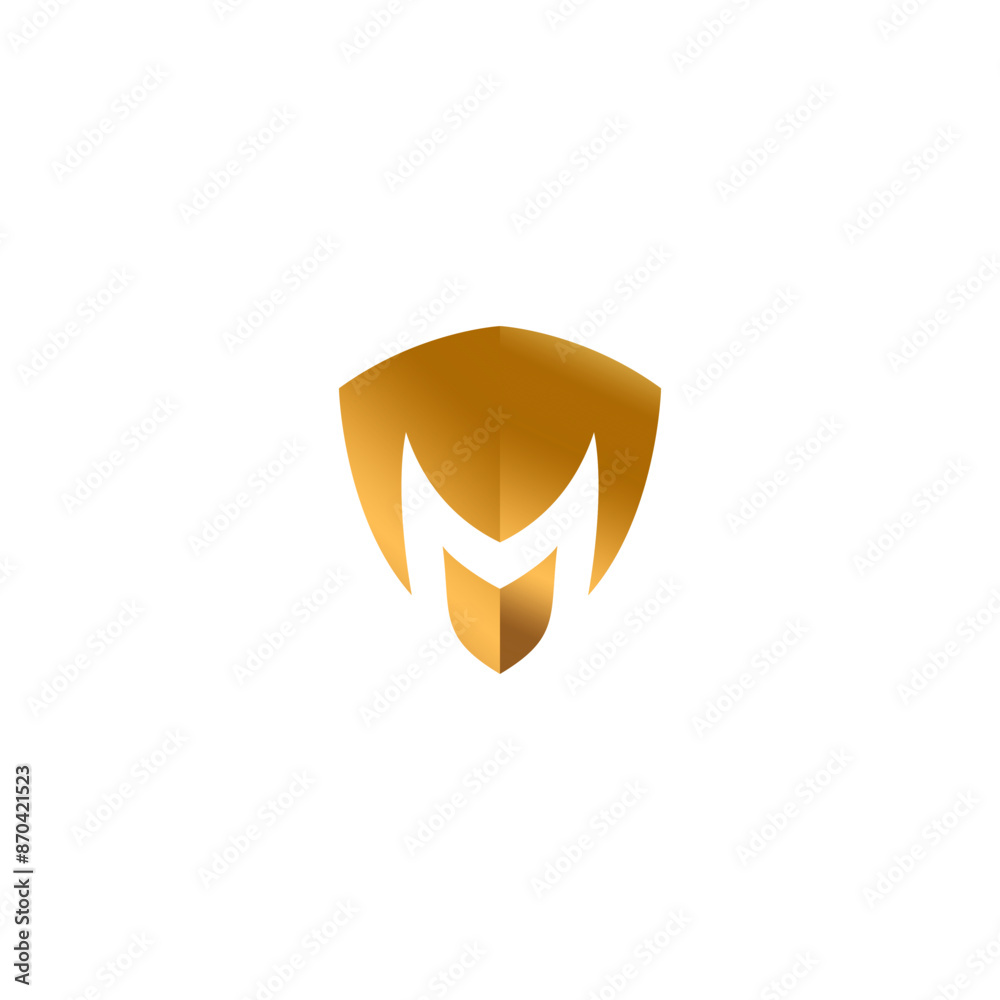 Letter M Shield Logo Design With Gold Color Letter M Shield Logo Design With Gold Color