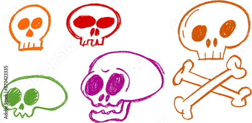 Skull Chalk Crayon Drawing