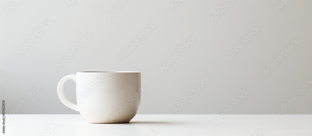 A white cup set against a plain white backdrop for copy space image. A white cup set against a plain white backdrop for copy space image.