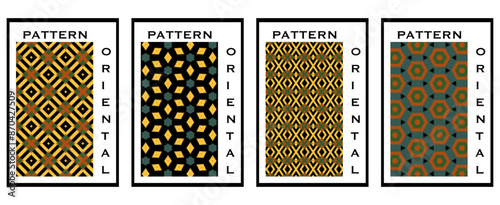 Set of 4 Oriental pattern for textiles, wallpapers, business cards, leaflets, for use in graphics