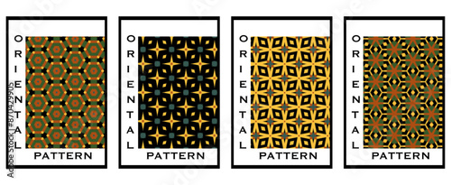 Set of 4 Oriental pattern for textiles, wallpapers, business cards, leaflets, for use in graphics
