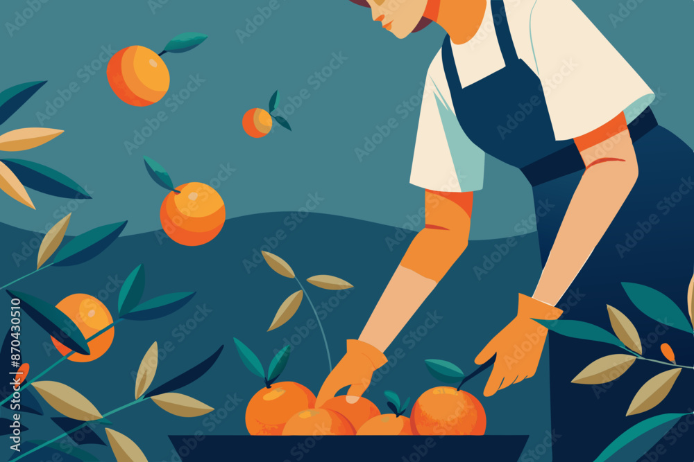 Vector image of traditional citrus fruit harvest Vector image of traditional citrus fruit harvest