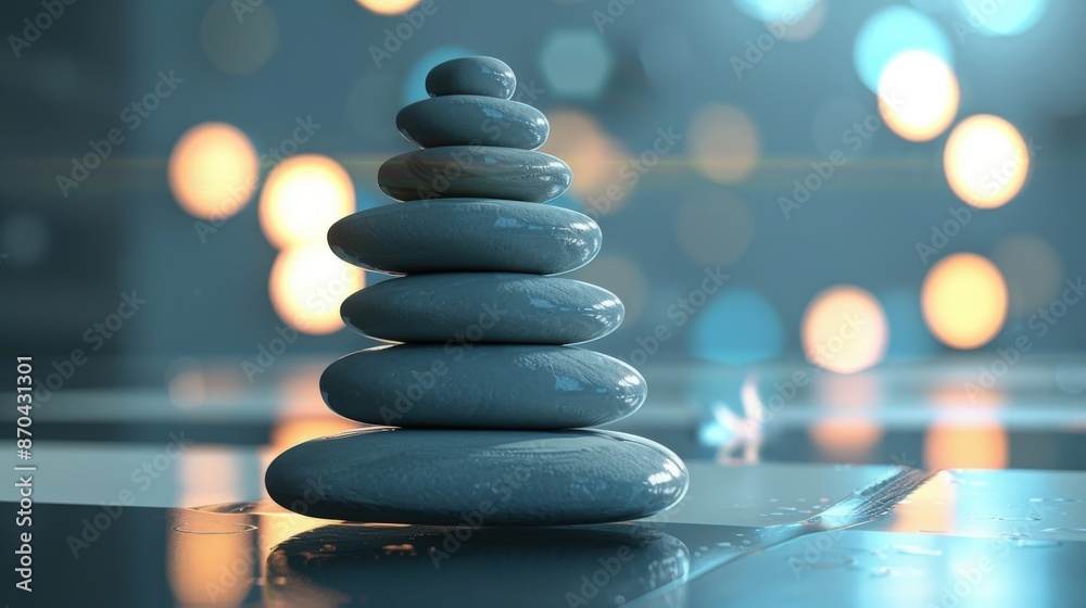 Obraz premium A set of smooth Zen stones stacked perfectly