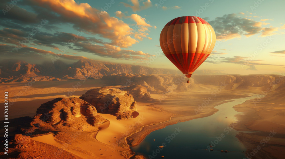 Obraz premium Colorful hot air balloons flying over mountain