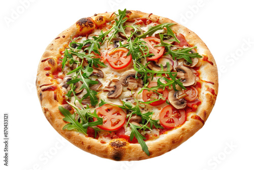 Vegetarian pizza isolated on transparent background