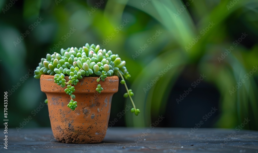 String of pearls succulent in terracotta pot, Generative AI String of pearls succulent in terracotta pot, Generative AI
