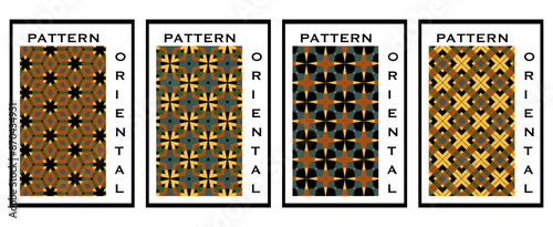 Set of 4 Oriental pattern for textiles, wallpapers, business cards, leaflets, for use in graphics