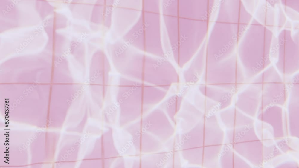 Pure pink abstract water surface in the swimming pool with light reflections texture background. Ripples and wave from sunlight.