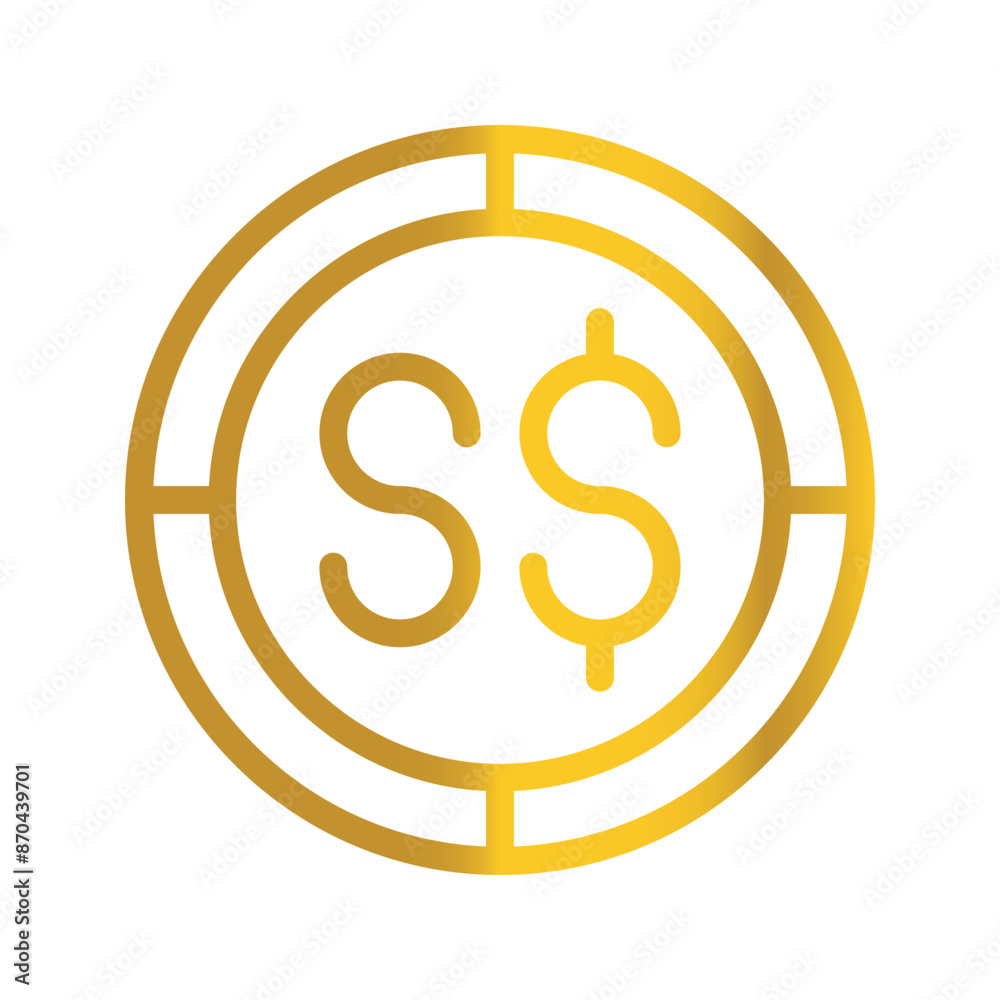 Singapore currency dollar golden coin, can be used as a design symbol for money, finance and business. with a gradient fill design. Singapore currency dollar golden coin, can be used as a design symbol for money, finance and business. with a gradient fill design.