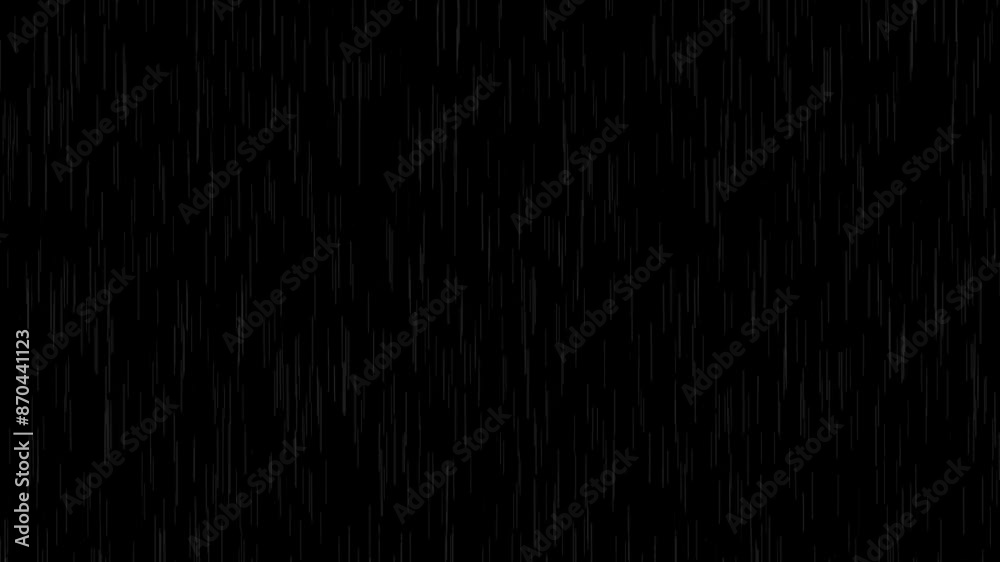 rain wall falling or rain fall  black screen. Raindrops splashing background. heavy Rain seamlessly loop able  footage animation. summer season video.