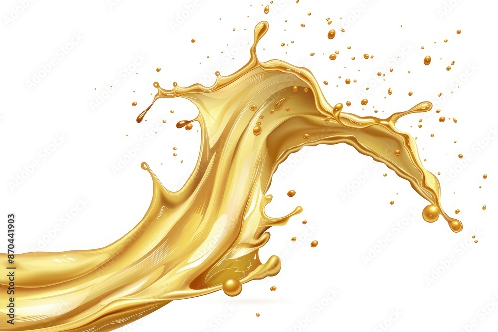 Fototapeta premium Golden Oil Splash Isolated on White Background
