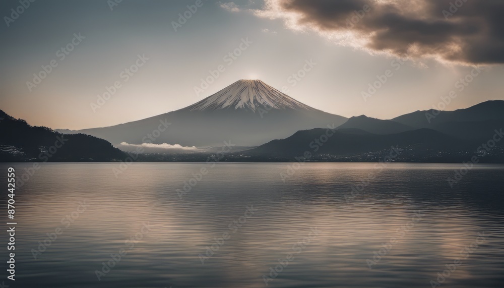 Fuji mountain and Kawaguchiko lake at sunset, Autumn seasons Fuji mountain at yamanachi in Japan. Fuji mountain and Kawaguchiko lake at sunset, Autumn seasons Fuji mountain at yamanachi in Japan.