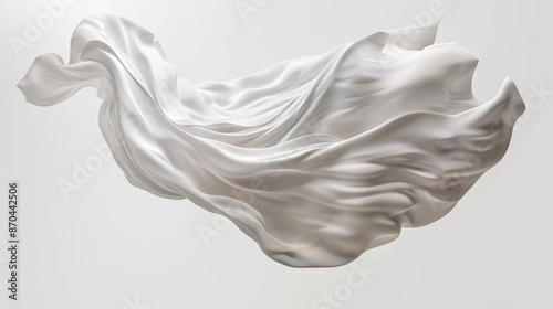 Flowing White Silk Fabric with Soft Folds photo