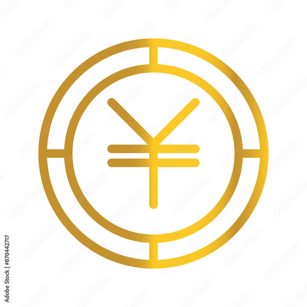 Japanese currency yen golden coin, can be used as a symbol design for Money, Finance and business. with a gradient fill design. Japanese currency yen golden coin, can be used as a symbol design for Money, Finance and business. with a gradient fill design.