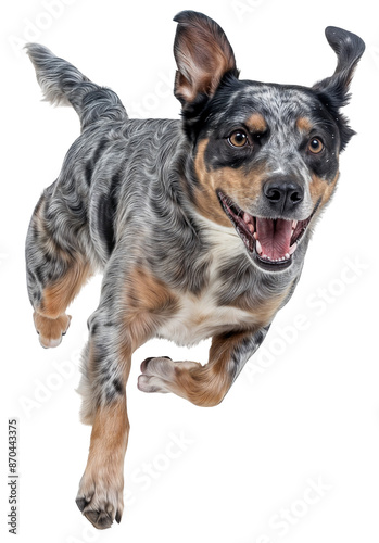 Happy Australian Cattledog Running with Excitement – Energetic and Playful Dog photo