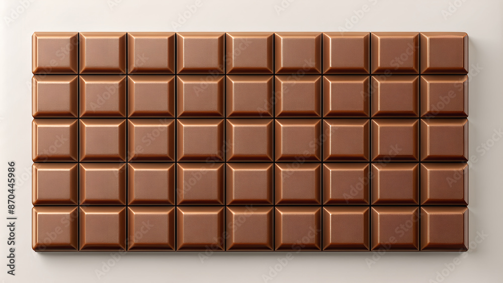 The texture of the chocolate bar is blocky. Top view, realistic chocolate texture, The texture of the chocolate bar is blocky. Top view, realistic chocolate texture,