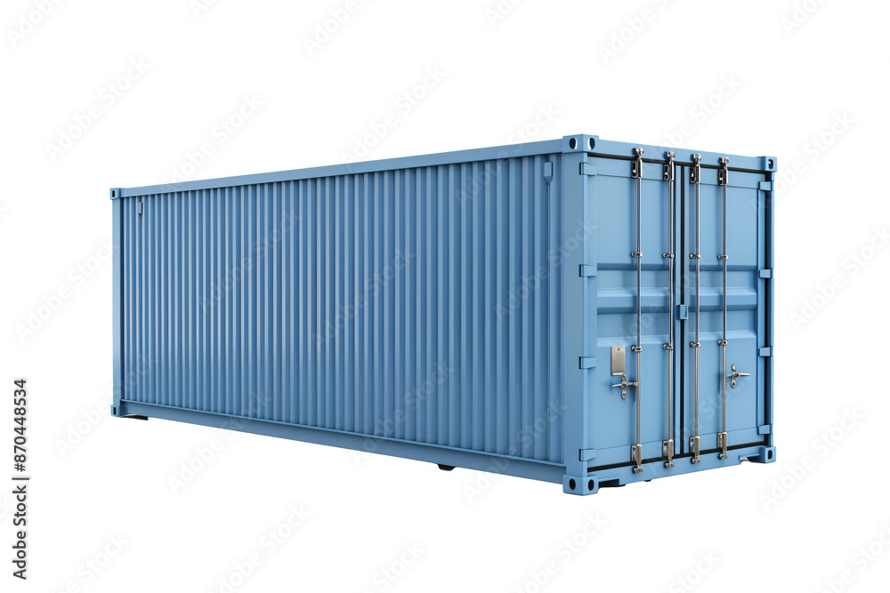 a blue shipping container with a white background a blue shipping container with a white background