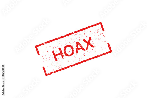 Hoax red stamp on white background