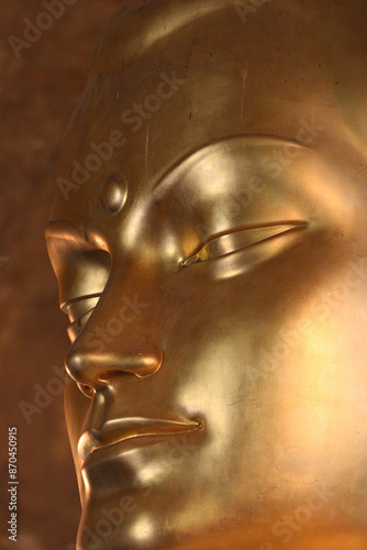 Large golden Buddha of the Vincennes pagoda. France.