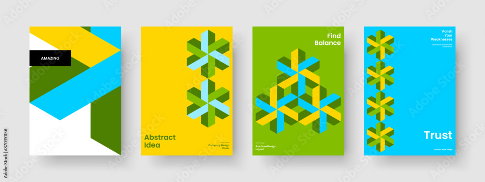Obraz premium Modern Business Presentation Layout. Geometric Report Template. Isolated Brochure Design. Background. Flyer. Book Cover. Banner. Poster. Leaflet. Journal. Catalog. Portfolio. Newsletter