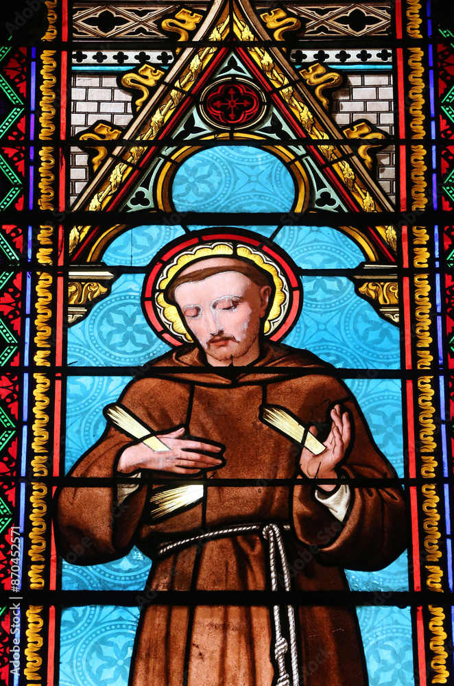 Fototapeta premium Saint-Antoine-l'Abbaye church. Saint Francis of Assisi. France.