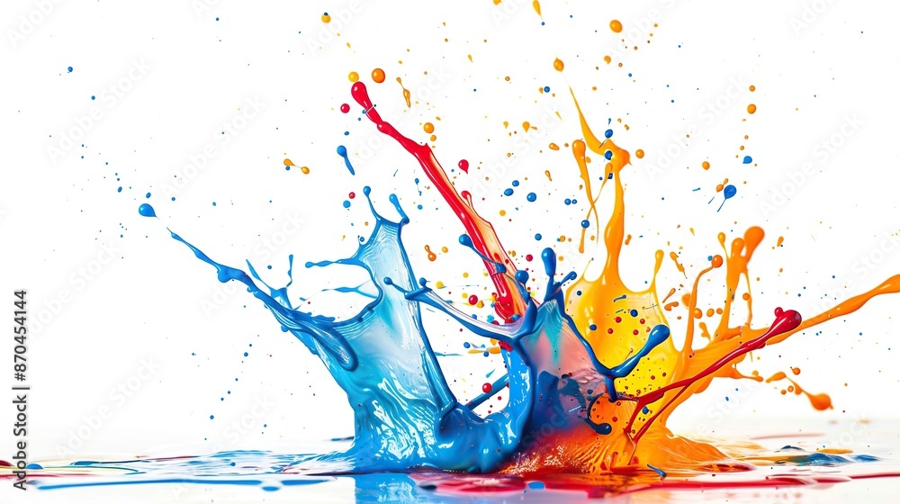 Naklejka premium Creative and futuristic colorful paint splash isolated on white background