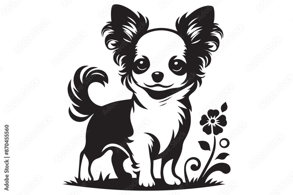 A cute Chihuahua, silhouette vector design A cute Chihuahua, silhouette vector design