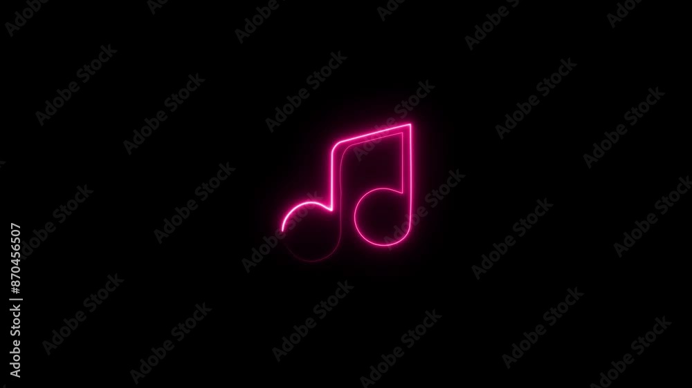 Neon media player button. Neon line music icon notes background. Neon media player button. Neon line music icon notes background.