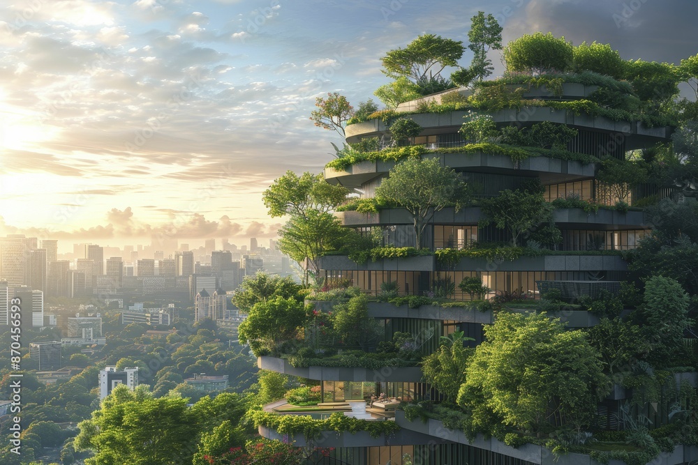 Picture of Eco-friendly cityscape embodies inclusive urban planning, diverse urban ...
