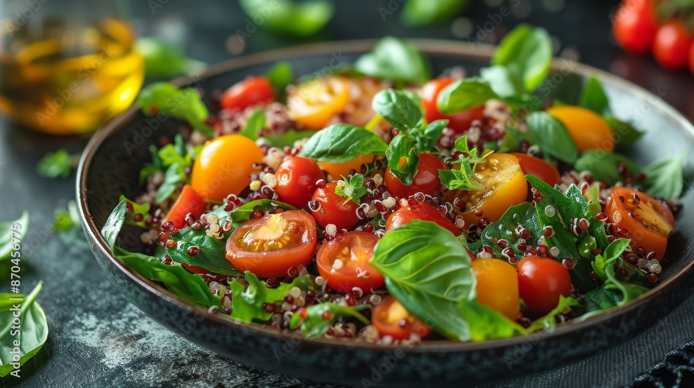 Fresh Quinoa and Tomato Salad with Basil - Generative AI Fresh Quinoa and Tomato Salad with Basil - Generative AI