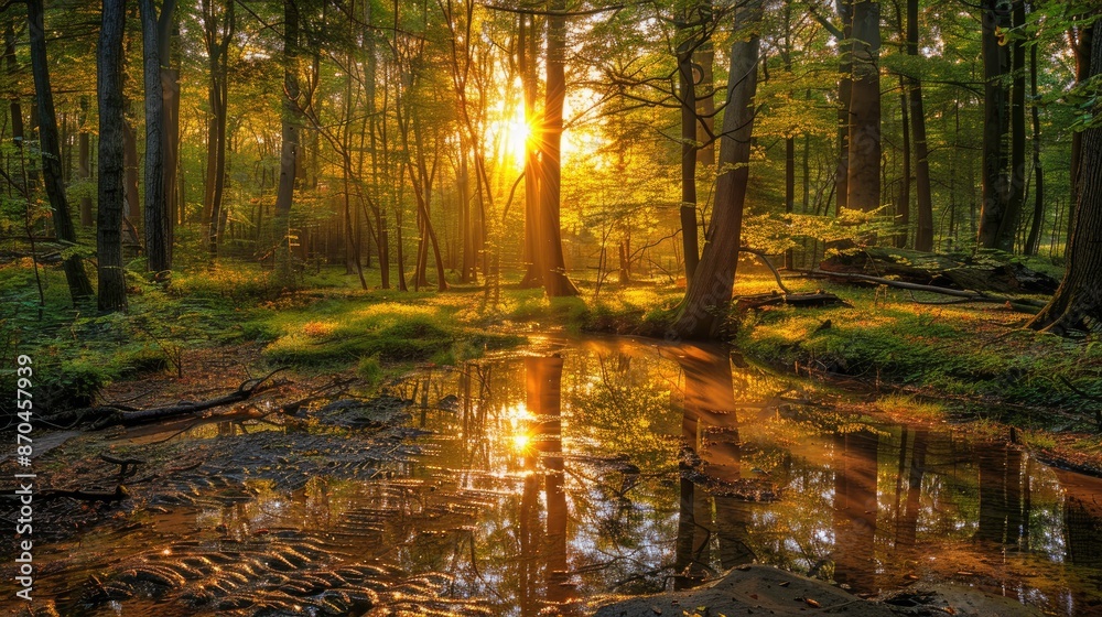 Morning Landscape Scene with Gentle Sunlight and Natural Beauty Morning Landscape Scene with Gentle Sunlight and Natural Beauty