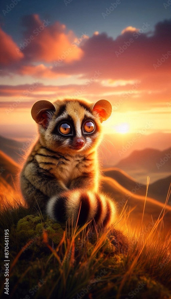 Obraz premium Loris im Sonnenuntergang