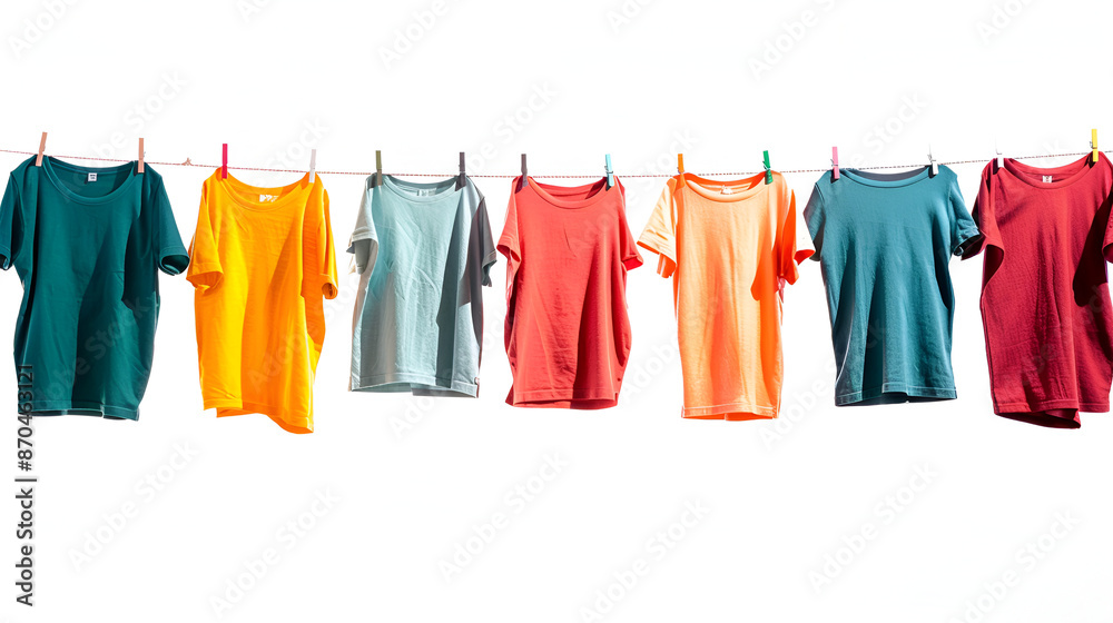 Colorful t-shirts drying on washing line isolated on white,Different bright t-shirts Colorful t-shirts drying on washing line isolated on white,drying on washing line against white background
Colorful t-shirts drying on washing line isolated on white,Different bright t-shirts Colorful t-shirts drying on washing line isolated on white,drying on washing line against white background