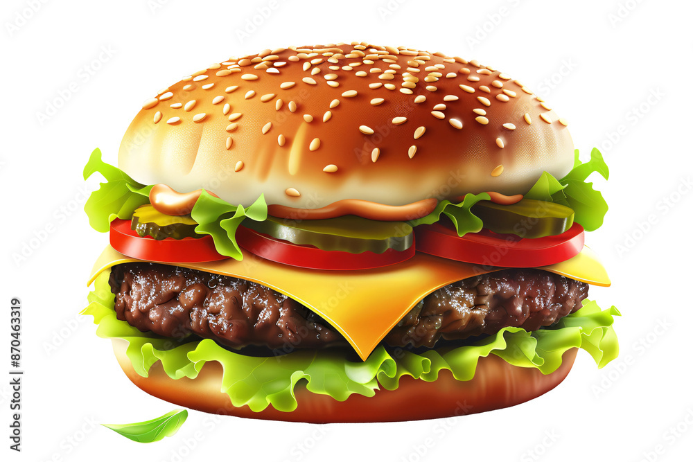a hamburger with cheese and vegetables a hamburger with cheese and vegetables