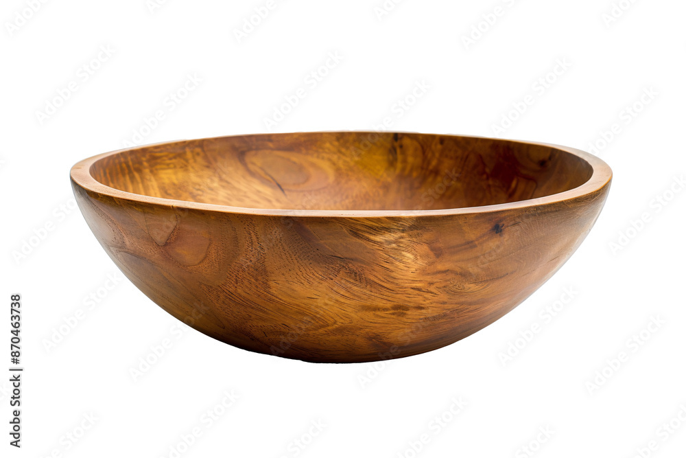 a wooden bowl on a white background