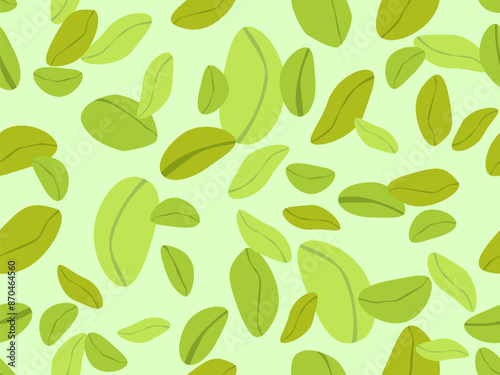 Pistachios seamless pattern. Background with green nuts, pistachios and peanuts in a minimalist style. Design for wrappers, covers, wallpapers and banners. Vector illustration