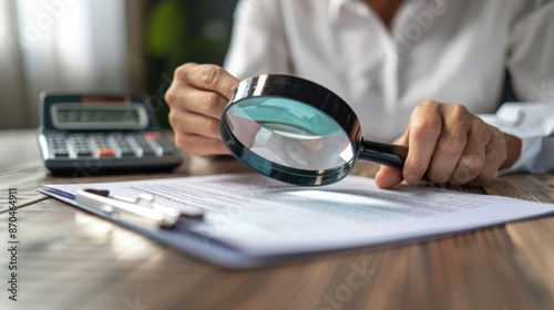 The magnifying glass on document