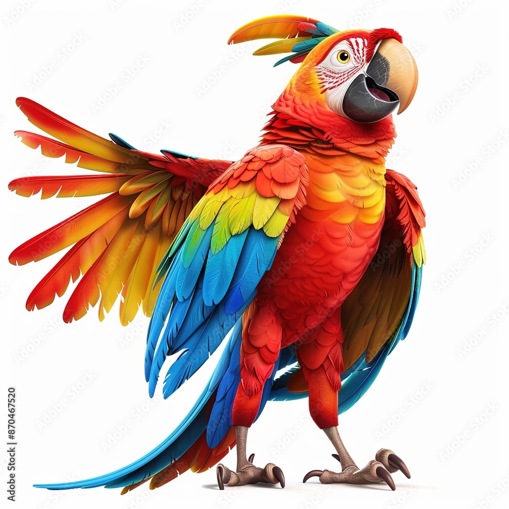 Fototapeta premium Macaw superhero cartoon isolated whitebackground 